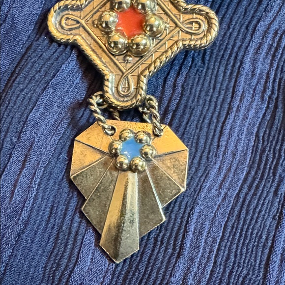 Vintage Dangling Multi-Section Brooch – Enamel Accents. 1970s to 1980s. - Picture 4 of 8